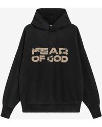 Fear Of God - Logo Print Hooded Sweatshirt - Lyst