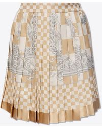 Versace - Contrasto Pleated Silk Mini Skirt - Lyst