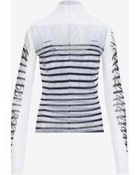 Jean Paul Gaultier - Striped Mesh Mariniere Top - Lyst