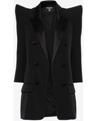 Balmain - Structured Shoulders Double-Breasted Tuxedo Jacket - Lyst