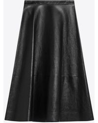 Balenciaga - Leather Flared Skirt - Lyst