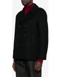 Saint Laurent - Double-Breasted Wool Coat - Lyst