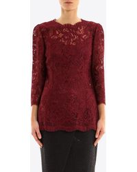 Dolce & Gabbana - Layered Lace Long-Sleeved Top - Lyst