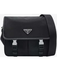 Prada - Triangle Logo Re-Nylon And Saffiano Messenger Bag - Lyst