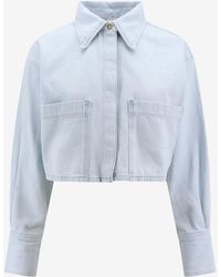 Pinko - Cropped Denim Shirt - Lyst
