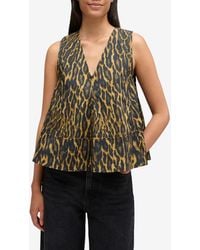 Ganni - Leopard Print A-Line Top - Lyst