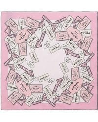 Prada - Printed Silk Twill Scarf - Lyst
