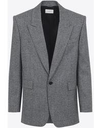 Saint Laurent - Prince Of Wales Single-Breasted Wool Blazer - Lyst