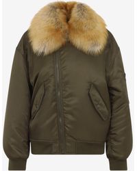 Saint Laurent - Zip-Up Bomber Jacket With Fur Collar - Lyst