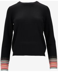 Paul Smith - Knitted Crewneck Sweater With Striped-Cuffs - Lyst