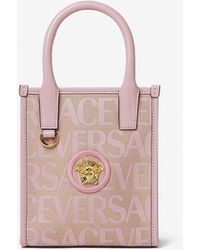 Versace - Mini Logo Jacquard Canvas Tote Bag - Lyst