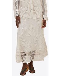 FARM Rio - Swan Lake Guipure Lace Midi Skirt - Lyst
