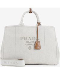 Prada - Logo-Embroidered Tote Bag - Lyst