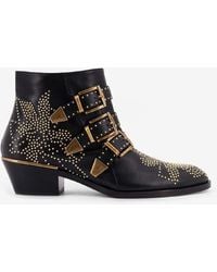 Chloé - Susan Studded Leather Ankle Boots - Lyst