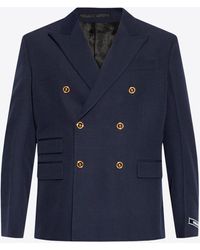Versace - Double-Breasted Wool Blazer - Lyst