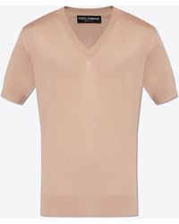 Dolce & Gabbana - V-Neck Knitted T-Shirt - Lyst