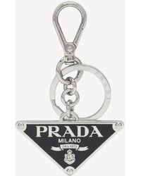 Prada - Logo-Plaque Keyring - Lyst