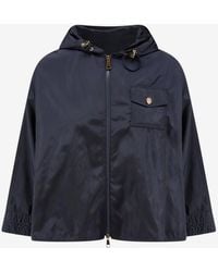 Moncler - Logo Patch Hooded Cape Jacket - Lyst