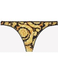Versace - Barocco Print Lace-Trimmed Thong - Lyst