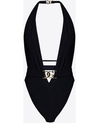 Dolce & Gabbana - Plunging Neck One-Piece Swimsuit - Lyst