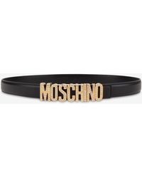 Moschino - Crystal-Embellished Logo Buckle Belt - Lyst