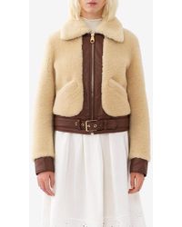 Chloé - Shearling Leather Bomber Jacket - Lyst