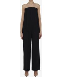 Burberry - Strapless Tailored Jumpsuit With Ekd Embroidery - Lyst