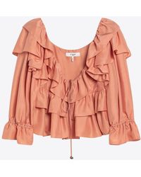 Chloé - Ruffled Silk Cropped Top - Lyst