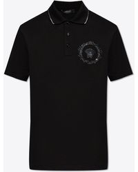 Versace - Embroidered Medusa Polo T-Shirt - Lyst