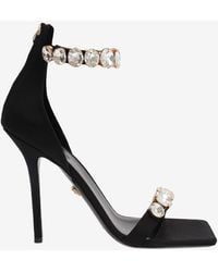Versace - 85 Crystal-Embellished Satin Sandals - Lyst