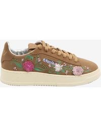 Autry - Dallas Embroidered Suede Sneakers - Lyst