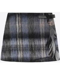 Loewe - Mohair Wool Mini Checked Skirt - Lyst
