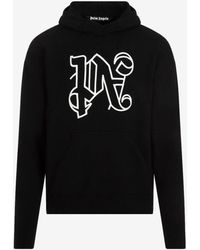 Palm Angels - Logo Embroidered Knitted Hoodie - Lyst