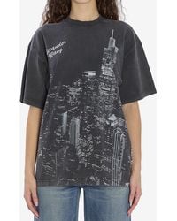 Alexander Wang - T-Shirt With Thermo-Applied Rhinestones And Ny Skyline - Lyst
