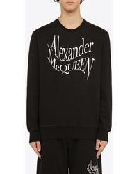 Alexander McQueen - Warped Logo Crewneck Sweatshirt - Lyst
