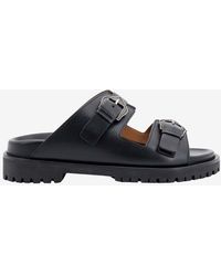 Off-White c/o Virgil Abloh - Buckle-Strap Leather Flat Sandals - Lyst
