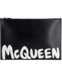 Alexander McQueen - Graffiti Logo Leather Clutch Bag - Lyst