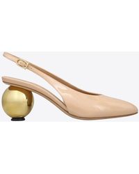 Ferragamo - Tessie 70 Spherical Heel Leather Slingback Pumps - Lyst