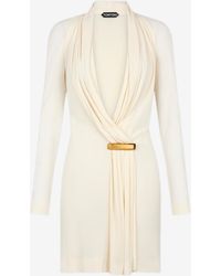 Tom Ford - V-Neck Long-Sleeved Mini Cocktail Dress - Lyst