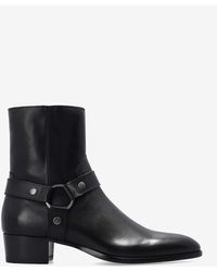 Saint Laurent - Wyatt Harness Leather Ankle Boots - Lyst