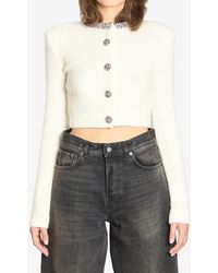 Self-Portrait - Embellished Trim Cropped Cardigan - Lyst