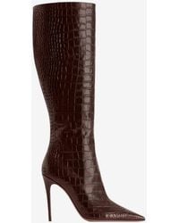 Paris Texas - Vera 105 Croc-Embossed Leather Knee-High Boots - Lyst