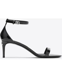 Dolce & Gabbana - 60 Logo-Plaque Patent-Leather Sandals - Lyst