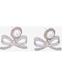 Self-Portrait - Pearl Bow Drop Earrings - Lyst
