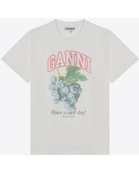 Ganni - Grape Print Logo T-Shirt - Lyst