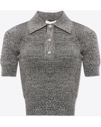 Ganni - Short Sleeved Knit Polo T-Shirt - Lyst