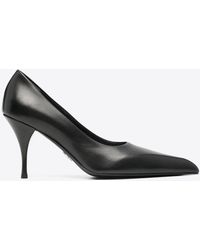 Prada - 85 Pointed-Toe Calf Leather Pumps - Lyst