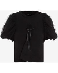 Simone Rocha - Ruched Bow Layered-Sleeve T-Shirt - Lyst