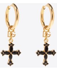 Dolce & Gabbana - Cross Pendant Hoop Earrings - Lyst