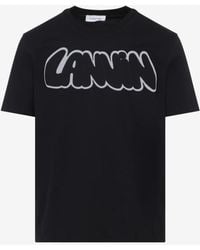 Lanvin - Embroidered-Logo Crewneck T-Shirt - Lyst
